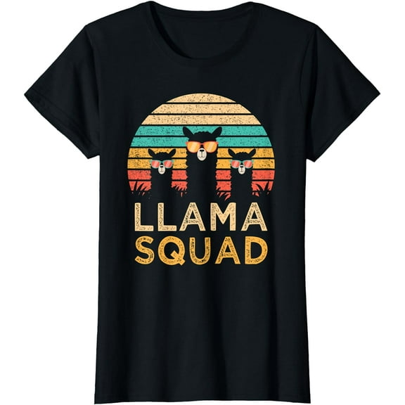 Funny Llama Squad Sunglasses Cool Llamas Vintage Gift T-Shirt