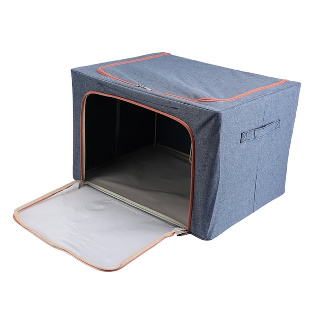Contenedor De Almacenamiento De Ropa, Contenedor De Almacenamiento De Mantas De Tela Plegable Con Ventana Transparente Y Marco De Acero Inoxidable Para Organización De