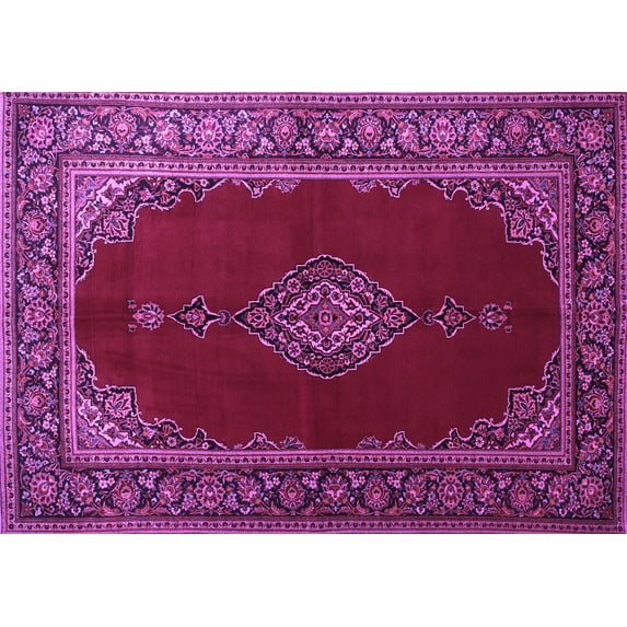 Ahgly Company Indoor Rectangle Medallion Purple Traditional Area Rugs, 5' x 7'