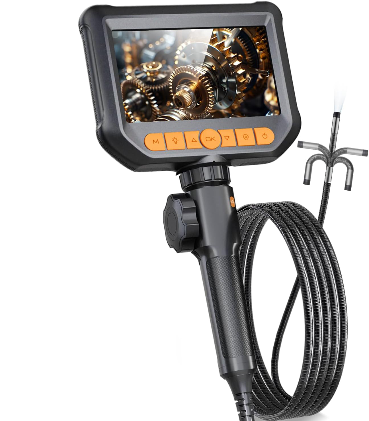 Endoscope Camera with Light Articulating Borescope 2-Way 180° 1080P Industrial Inspection