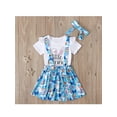 thumbnail image 3 of Seyurigaoka 3Pcs Girls Easter Outfit, Letter T-Shirt Tops + Rabbit Print Suspender Skirt + Headband, 3 of 8
