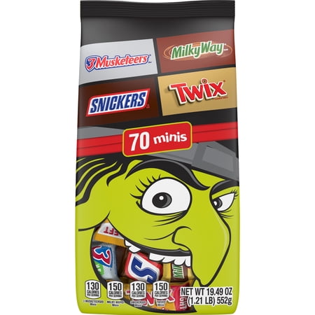 Mars Halloween Candy Variety Bag, 19.49 oz – 70-Count Minis of SNICKERS, TWIX, MILKY WAY & 3 MUSKETEERS