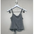 thumbnail image 4 of LOVE FIRE Womens Gray Stretch Ruched Fitted Tie Spaghetti Strap V Neck Tank Top Juniors M, 4 of 4
