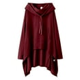 thumbnail image 4 of Women Hoodie Dress with Pockets Long Sleeve Irregular Hem Solid Color Loose Hooded Sweatshirt Pullover Tops, 4 of 5