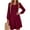 Wine, variant on WTOBBY Women's Solid Color Casual Fashion V-Neck Long Sleeve Mid-Length Dress Elegant Simple Design for Daily Wear and Occasions,Blue L