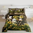 thumbnail image 2 of Homewish Funny Highland Cattle Queen Comforter Set,Yellow Sunflower Floral Bedding Sets,Western Farm Animal Bedding Comforter Set For Children,Super Cozy Room Decor Reversible,3 Pieces, 2 of 8
