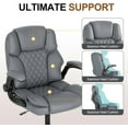 thumbnail image 6 of Mid Back Executive Leather Office Chair,Ergonomic Home Computer Desk Chair with Adjustable Flip-Up Arms,Conference Room Chairs with Rocking Function Grey, 6 of 7