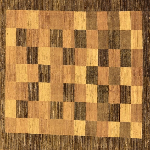 Ahgly Company Indoor Square Checkered Brown Modern Area Rugs, 5' Square