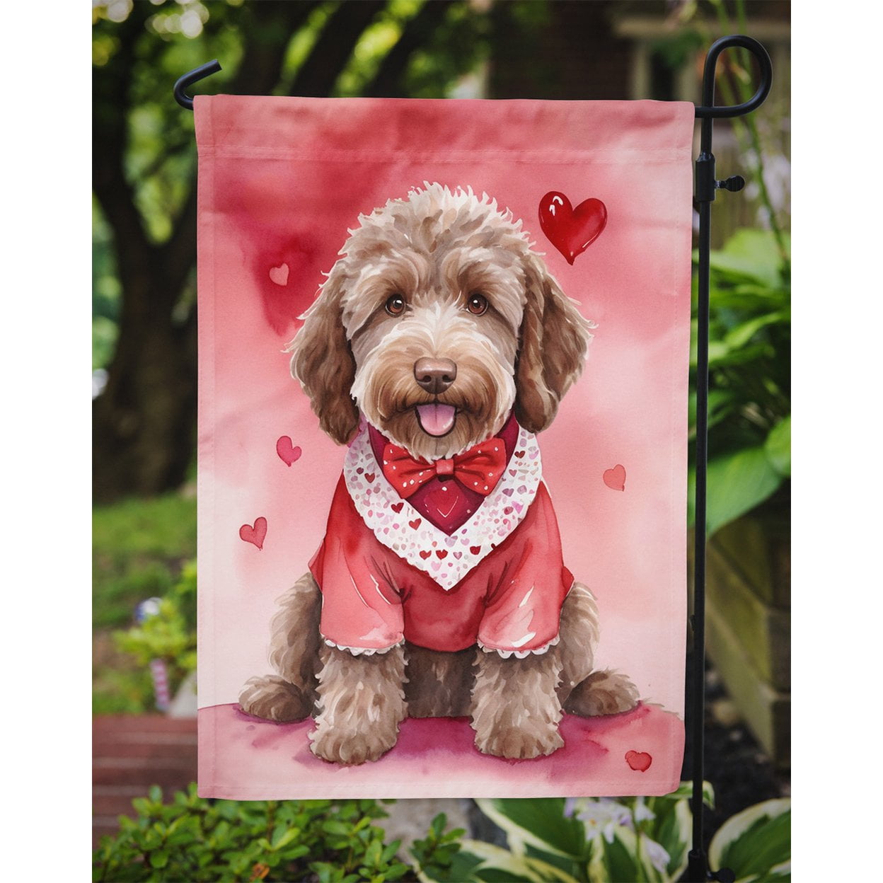 Labradoodle My Valentine Garden Flag