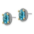 thumbnail image 2 of 14K Two-Tone Gold Earring Button Yellow Women'S Swiss Blue Topaz Oval 10 mm, 2 of 3