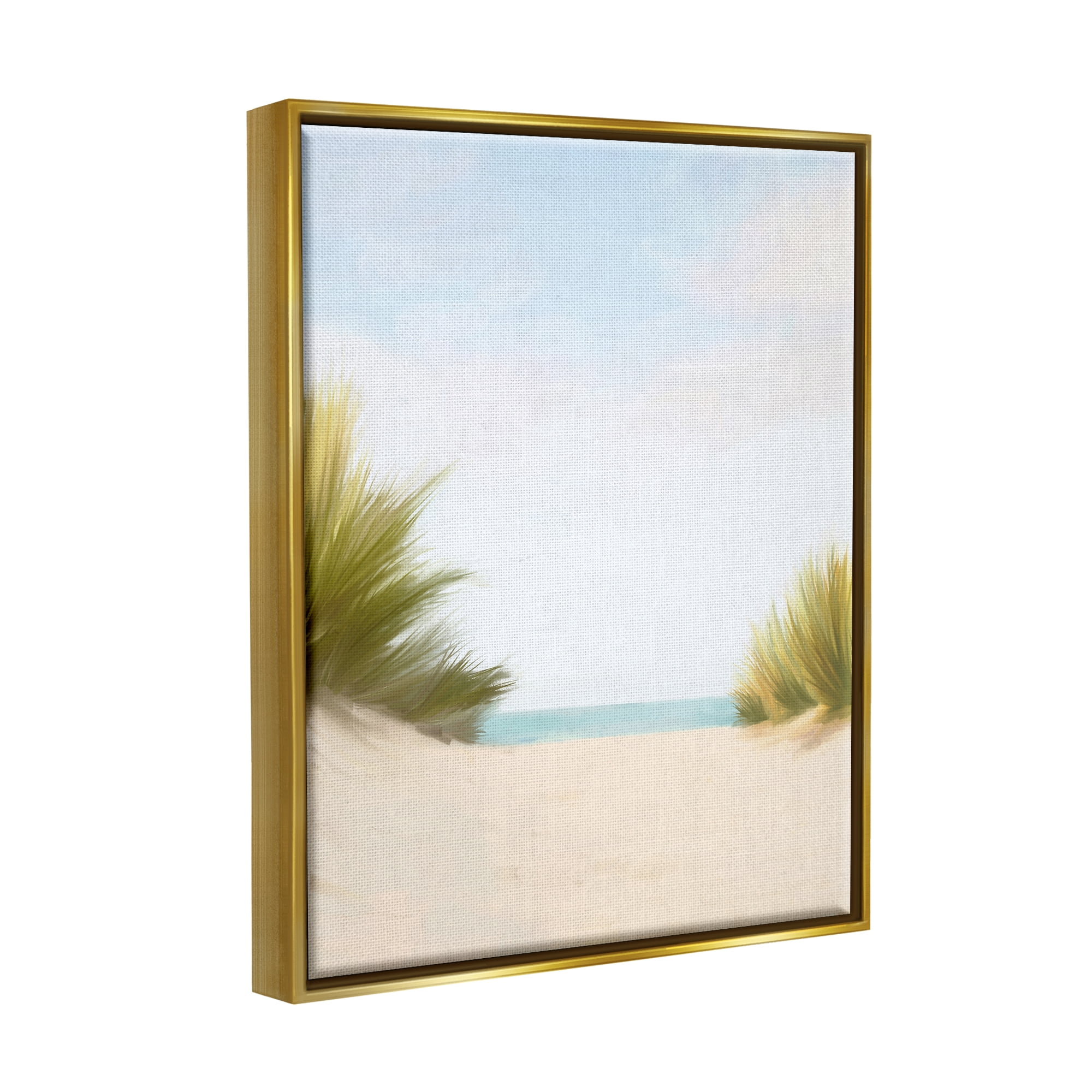 Stupell Industries Seaside Beach Dunes Nature Painting Gold Floater Framed Art Print Wall Art, 25 x 31