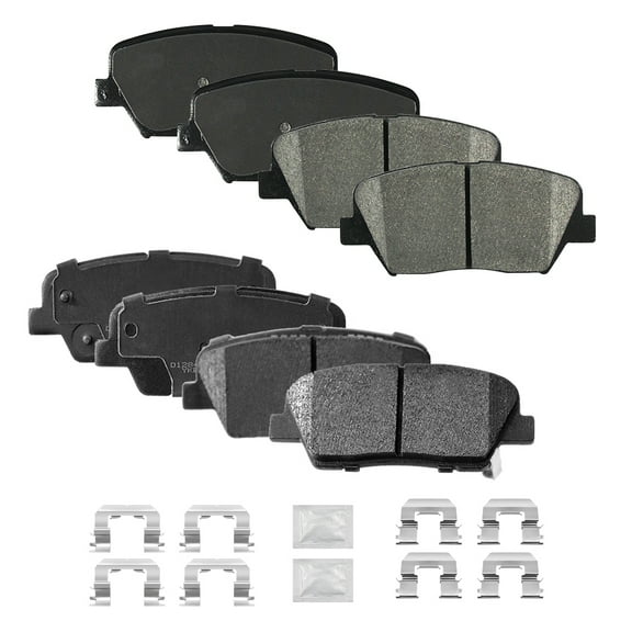 ACB ZONE Front & Rear Disc Ceramic Brake Pads Set w/Hardware Fit for 2011 2012 2013 2014 Kia Sorento 2010-2012 Hyundai Santa Fe