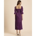 thumbnail image 4 of Moomaya Square Neck Chic Smocked Dress, Multi-Wear Style Midi Brunch Dress With Side Slit, 4 of 8