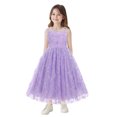 thumbnail image 4 of IBTOM CASTLE Flower Girls Dress for Wedding Round Neck Sleeveless Floral Embroidered Ruffle Tulle Dress Birthday Party Princess Pageant Gown with Bowknot 13-14 Years Purple, 4 of 7