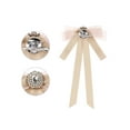 thumbnail image 3 of INSPIRE CHIC Women's Long Webbing with Lace Trim Rhinestone Bow Brooch Champagne One Size, 3 of 5