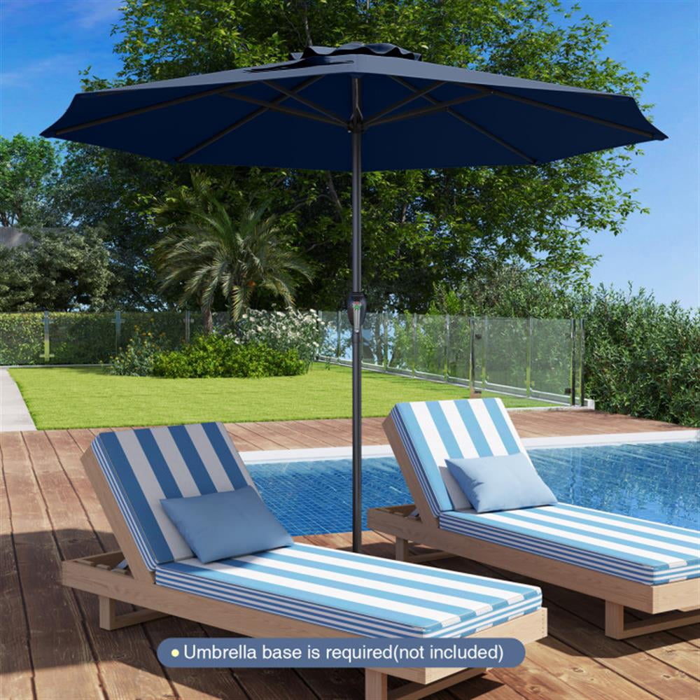 Topcobe Outdoor Heavy Duty Market Umbrella with Crank Handle and 8 Sturdy Ribs, Outdoor Patio Table Umbrella for Garden Backyard Pool Deck-Navy