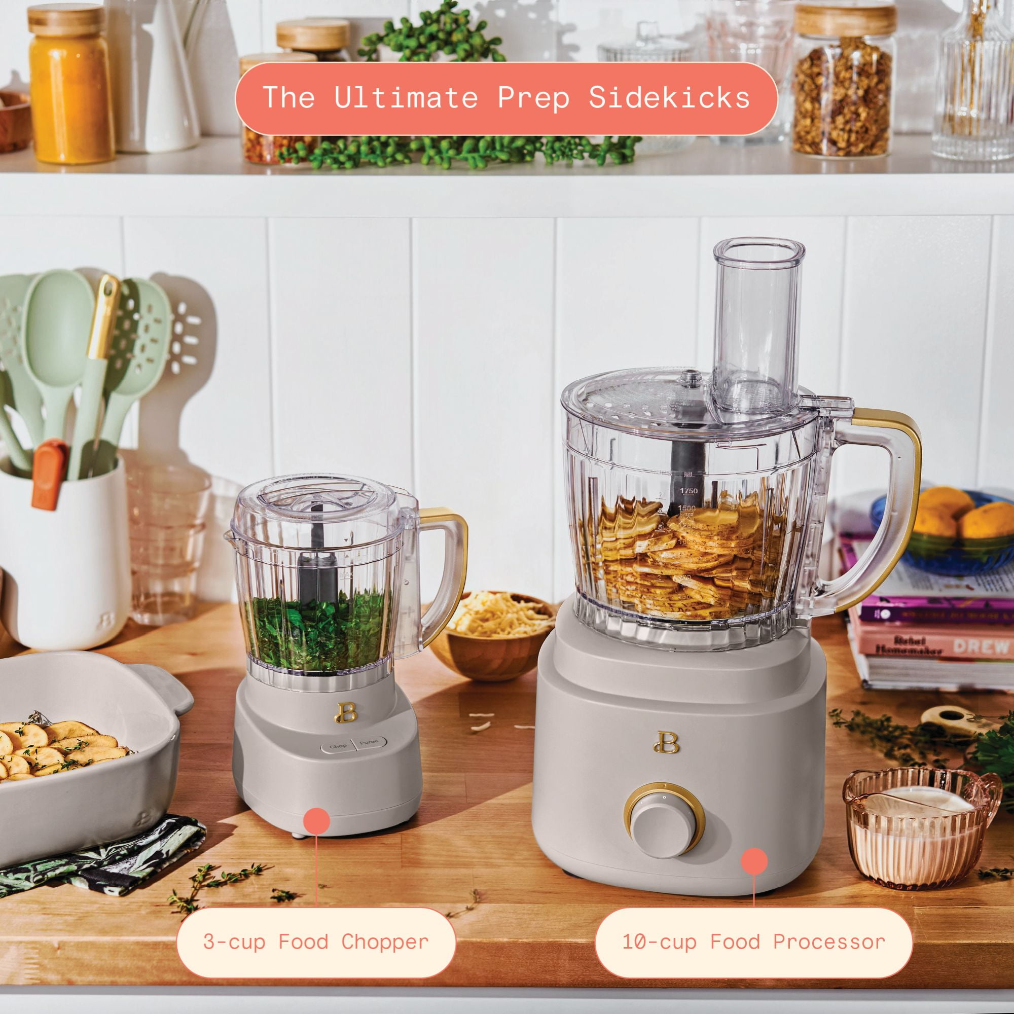 Beautiful 3-Cup Food Chopper, Porcini Taupe by Drew Barrymore