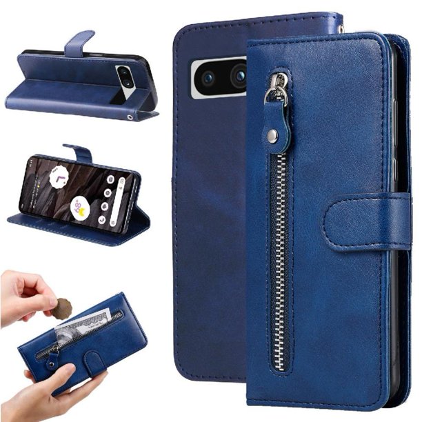 Estuche de Cuero PU con Cierre para Google Pixel 7A , Funda Protectora con Billetera y Correa