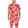 thumbnail image 5 of joogoo Men's Pajama Set Red Hearts Print V-Neck Pj Shorts Set 2 Piece Loungewear Sleepwear L, 5 of 7