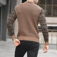 thumbnail image 4 of Lilgiuy Autumn And Winter New Warm Sweater Men's Sweater Pullover Colorblock Print Knitted Sweater Sweater Tops Blouse Khaki,XXXL(14) Fall Fashion 2022 Spring Winter, 4 of 5