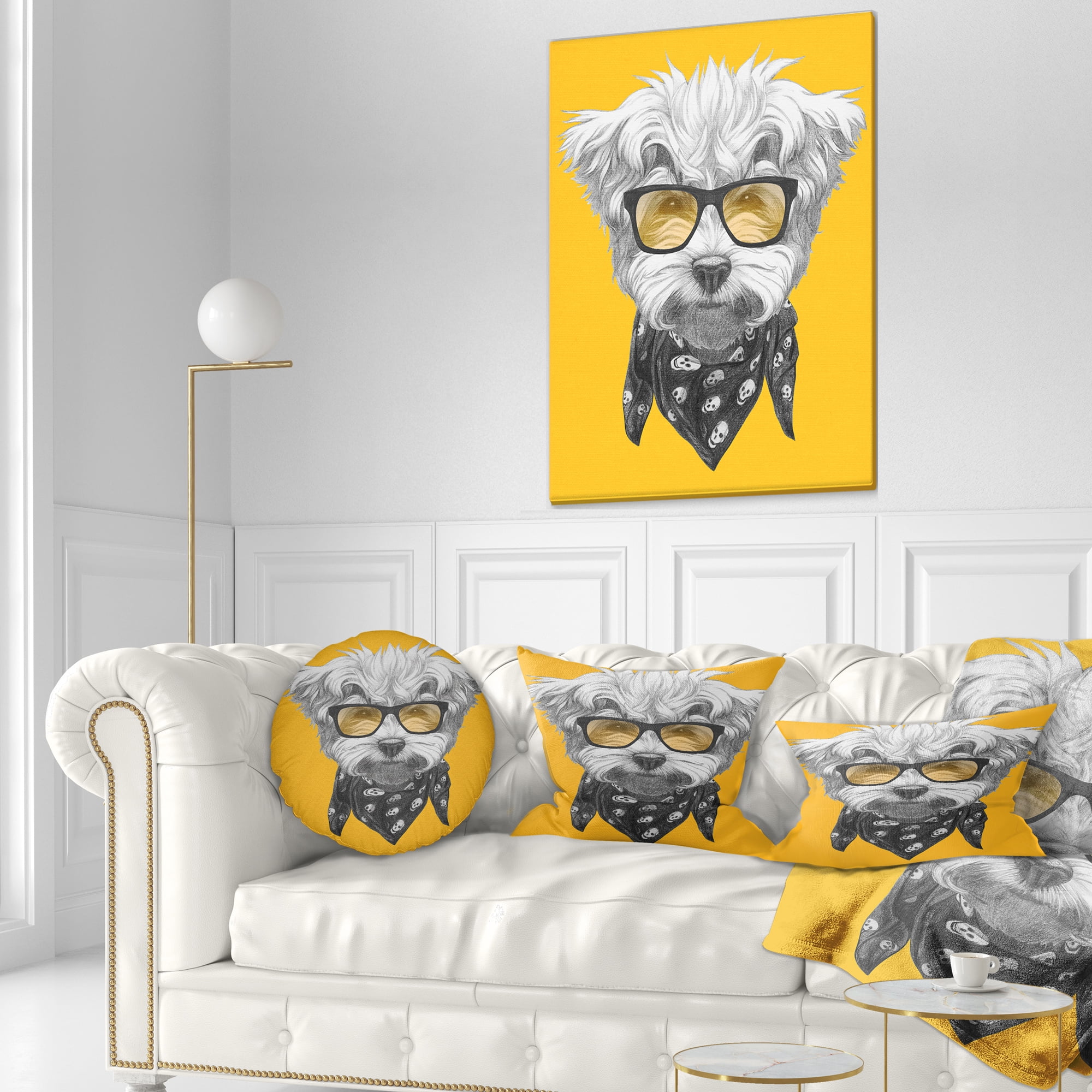 Designart Maltese Poodle with Sunglasses - Animal Throw Pillow - 12x20