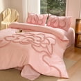 thumbnail image 6 of 3 Pieces Duvet Covers Set, Boho Tufted Comforter Sets with Zipper Closur, Soft Breathable Floral Bedding Set for All Seasons(Pink,Queen  90"x90"), 6 of 6