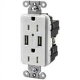 thumbnail image 2 of Hubbell USB15A5W White Outlet Dual 15 Amp 125v 2-Pole and Dual 5 Amp 5v USB Ports, 2 of 2