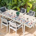 thumbnail image 2 of Beige Spring Floral Butterfly Table Cloths for 8 Foot Rectangle Tables, Farmhouse Flowers Botanical Patio Waterproof Elastic Fitted Tablecloths, Washable Rectangular Table Cover for Camping, 2 of 8