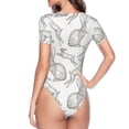 thumbnail image 4 of Naloa Hand Drawn Rabbit Women's Short-Sleeved Onesie, One-Piece Swimsuit for Parties, dates, clubs - Large, 4 of 9