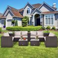 thumbnail image 1 of Costway 8PCS Outdoor Patio Rattan Furniture Set Cushioned Loveseat Storage Table, 1 of 10