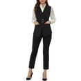 thumbnail image 2 of INSPIRE CHIC Women's Shawl Collar Open Front Belted Sleeveless Blazer Vest XL Black, 2 of 6