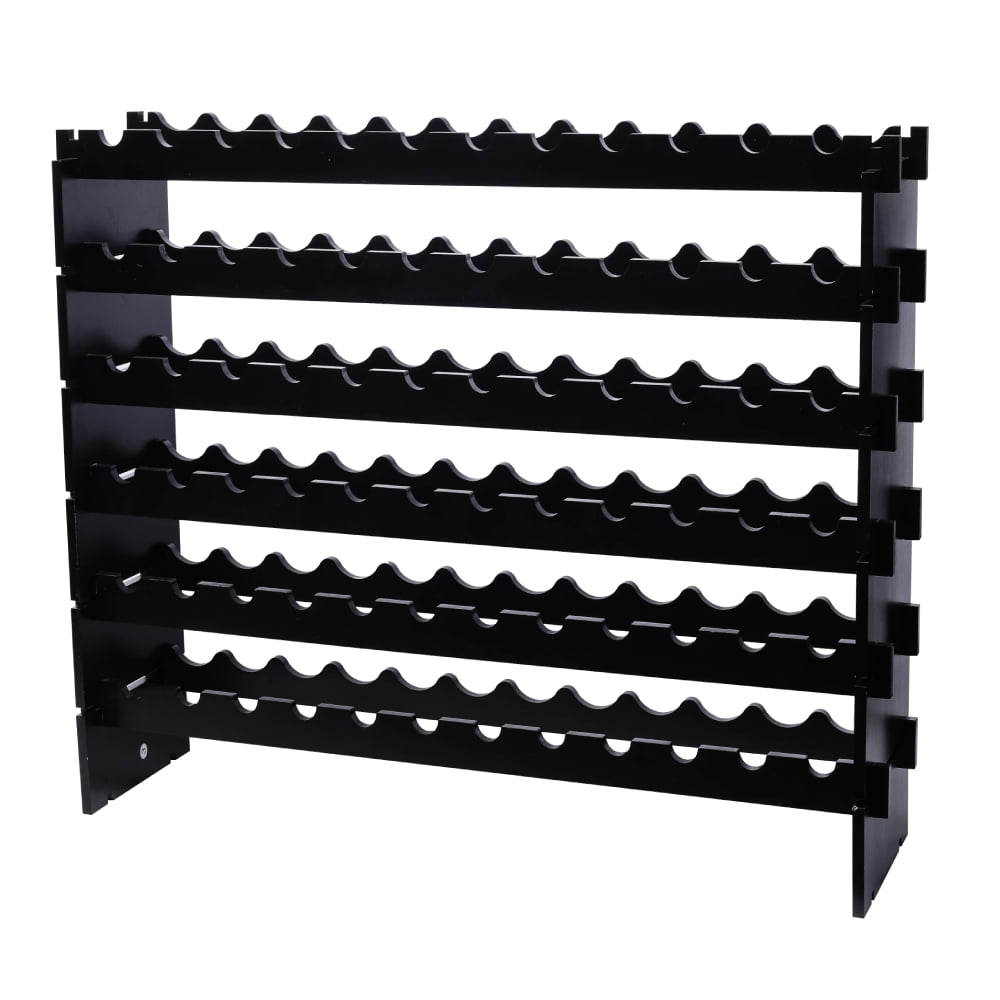Famure Wooden Stackable Modular Wine Rack Storage Stand Display Shelves, WobbleFree,Black