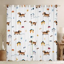 Manfei Kawaii Dachshund Animal Blackout Curtains Set of 2 (52x84 Each) for Kids, Cartoon Dog Lover Window Curtains, Cute Pug Dalmatian Curtains and Drapes, Living Room Curtains Decor