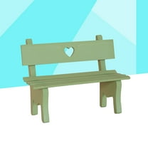CRAFTHROU Mini Outdoor Bench Mini Wooden Garden Bench Green 6.5x4.9x3.1in Landscape Ornament 1Pcs