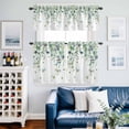 thumbnail image 4 of Ombre Green Eucalyptus Farm Curtain Tier and Valance Set 3 Piece, Gradient Flower Butterfly 3-inch Rod Pocket Window Tier Curtains Valance for Kitchen Living Room, 4 of 9