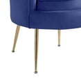 thumbnail image 4 of Lotus 34 Inch Barrel Accent Chair with Scalloped Back, Padded, Blue Velvet- Saltoro Sherpi, 4 of 5
