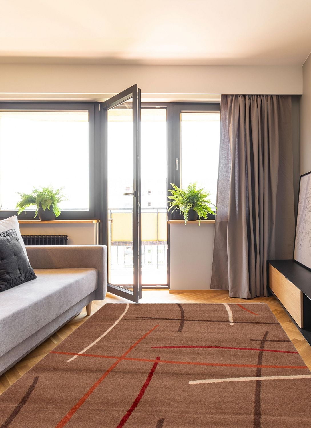 ECARPET Lotus Mod Brown Rug 6'7" x 9'8"