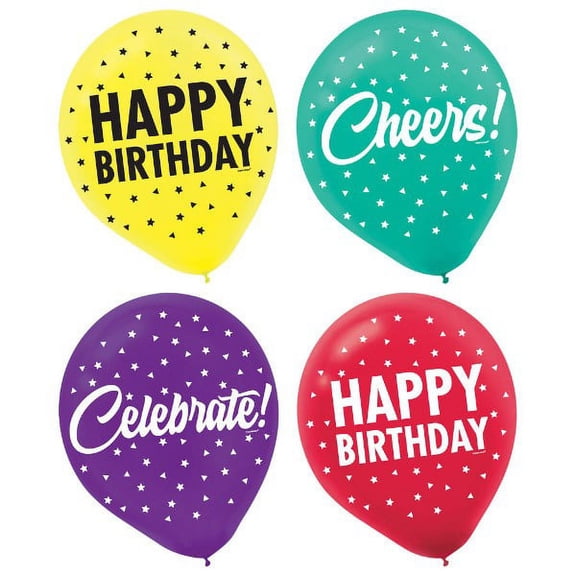 Birthday 'Here's To Your Birthday' Latex Balloons (15ct)