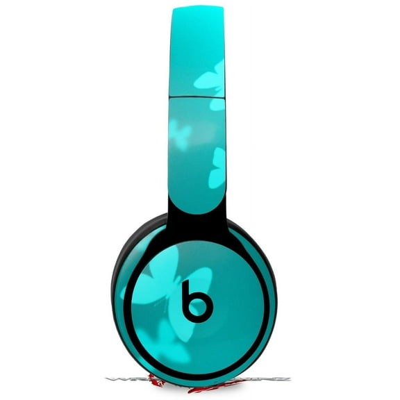 Skin Wrap for Beats Solo Pro Headphones Bokeh Butterflies Neon Teal Sticker Decal Only BEATS NOT INCLUDED
