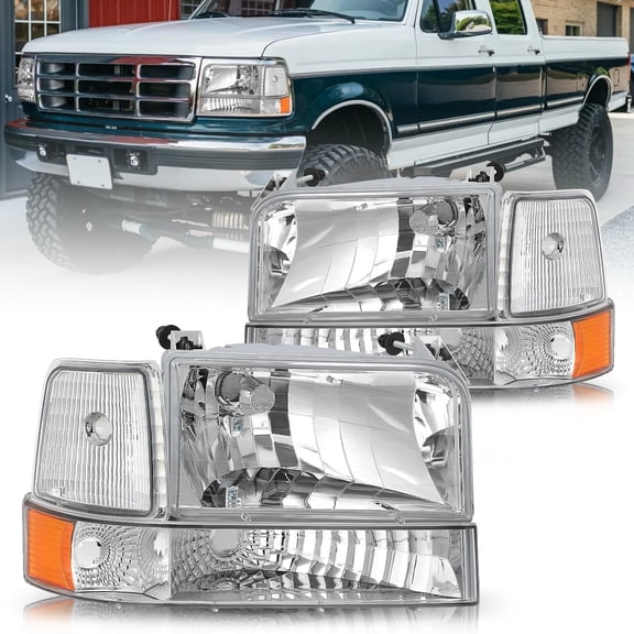 Headlights Corner Signal Bumper Lamps Fit For 92-96 Ford F150 F250 F350 Bronco