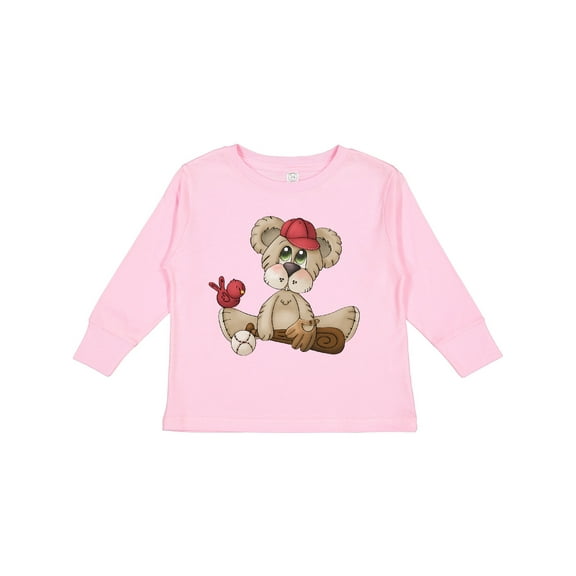 Inktastic Baseball Teddy Bear Boys Long Sleeve Toddler T-Shirt