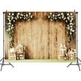 thumbnail image 2 of 7 x 5 ft Wedding Wood Wall Rustic Floral Backdrop Bride Shower Reception Ceremony Photography Backdrop Wedding Party Decoration Photography Banner Props Photography Studio Props, 2 of 5