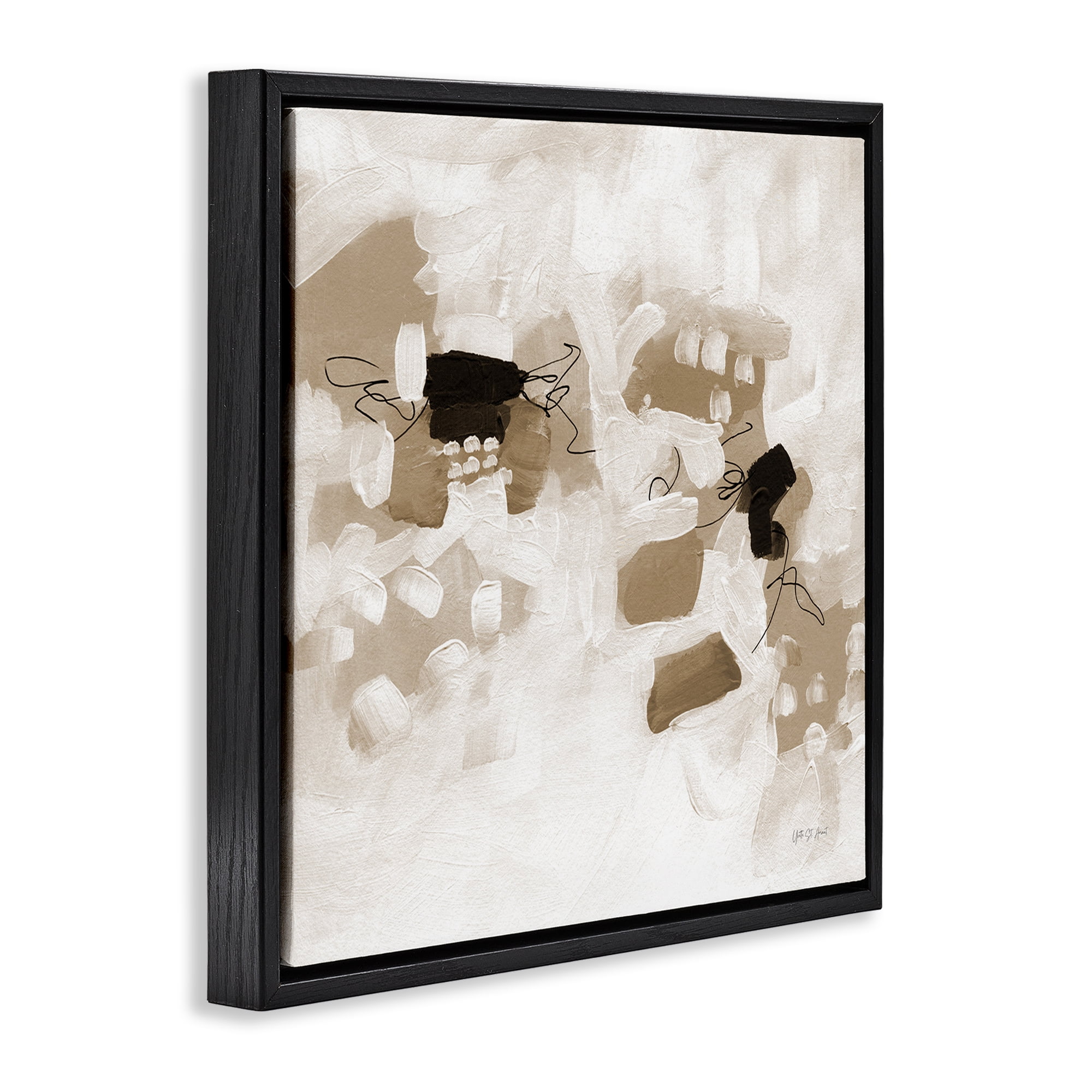 Stupell Industries Boho Classic Conservatory Abstract Painting Black Floater Framed Canvas Art Print Wall Art, 18 x 18