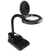 JollyCaper | LED Magnifying Lamp 5X 10X | Magnifier with Light | Table and Desk Lamp Floor Stand | Adjustable Magnifying | Magnifier Glass for Reading and Repairing (Black)