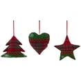 thumbnail image 2 of Northlight Plaid Heart, Tree and Star Christmas Ornaments - 5" - Red and Green - Set of 3, 2 of 7