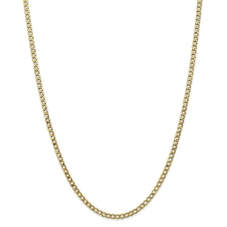 - 14k Yellow Gold 3.35mm Curb Cuban Link Chain Necklace 18 Inch Pendant Charm For Women