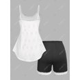 thumbnail image 2 of Conjunto de Pijama Broderie Anglaise de Color Bloque con Cordones Rosegal Pijamas y Batas Tallas Grandes, 2 of 5