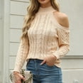 thumbnail image 2 of Quinlirra Oversized Sweaters for Women Off Shoulder Women's Casual Fashion Long Sleeved Solid Off Shoulder High Neck Sweater Tops, 2 of 5