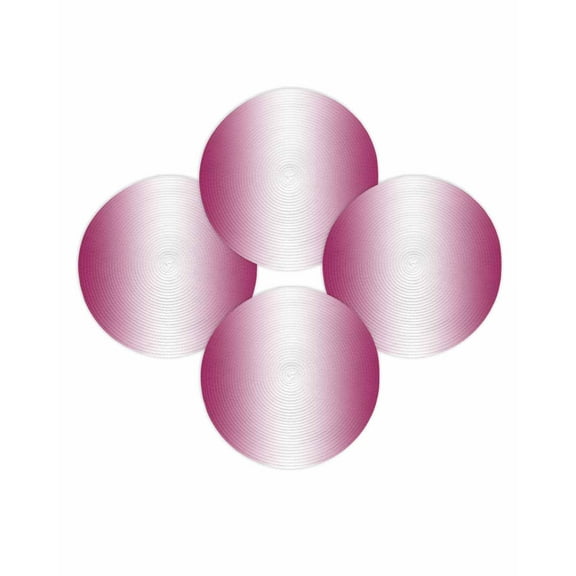 Round Placemats Set of 4 Ombre White Rose Red Place Mats Washable Woven Placemat Gradient Color Circle Braided Table Mat for Kitchen Dining Table Party Home Decor 15 Inch