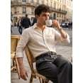 thumbnail image 2 of Maikun Men's Belts Black Vintage Crazy Horse Leather Belt Removable Buckle Adjustable Length, 2 of 8